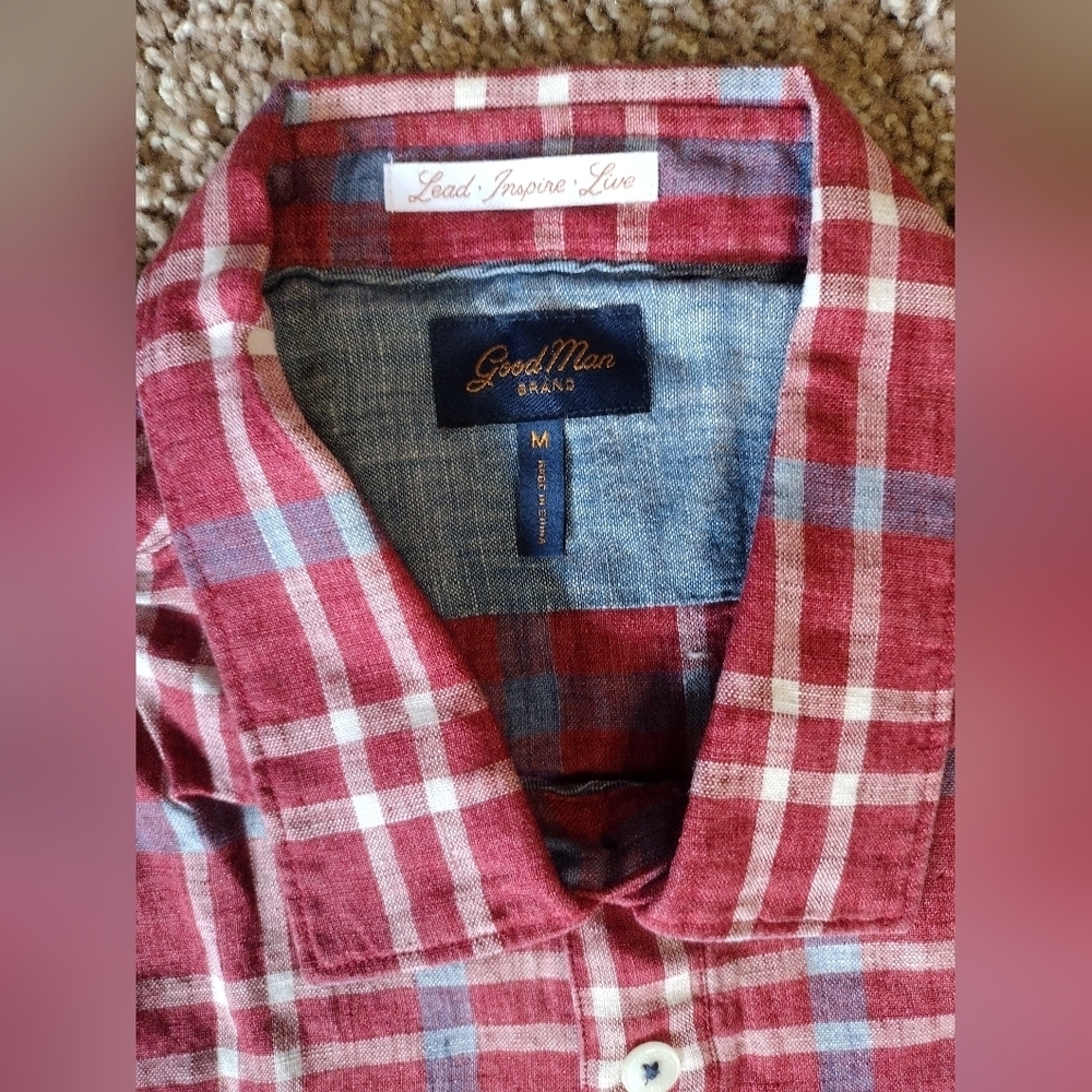 Good Man Brand Red Plaid Short Sleeve Button Down Shirt NWT - Picture 3 of 6